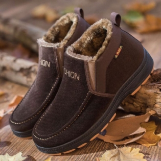 Mænd Soft Sole Slip-on Plus Velvet Thicken Warm Winter Casual Bomuldssko