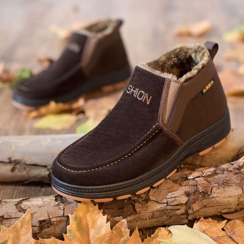Mænd Soft Sole Slip-on Plus Velvet Thicken Warm Winter Casual Bomuldssko
