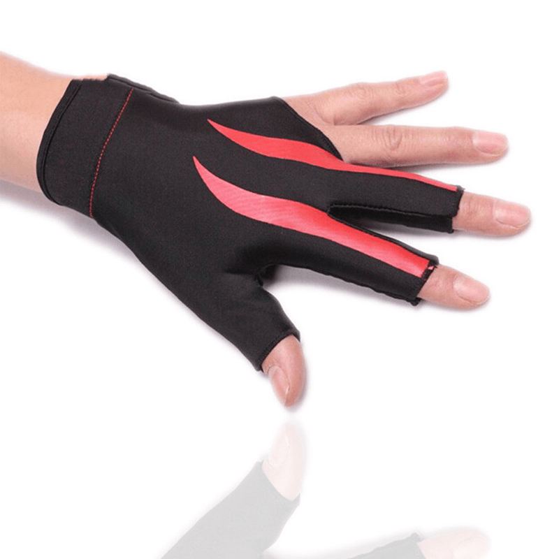 1stk Billard-tre-fingerhandsker Lycra Anti-udskridning Snooker Billard Kø Handske Pool Venstre Hånd Høj Elasticitet Til Unisex