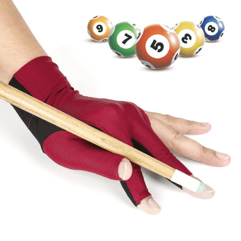 1stk Billard-tre-fingerhandsker Lycra Anti-udskridning Snooker Billard Kø Handske Pool Venstre Hånd Høj Elasticitet Til Unisex