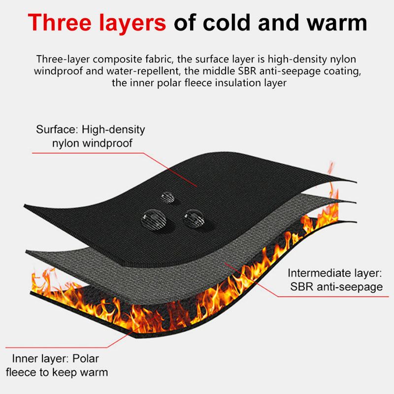 Mænd Dacron Polar Fleece Refleks Strip Plus Velvet Fuld Finger Varme Udendørs Vandtætte Vindtætte Skridsikre Berøringsskærmshandsker