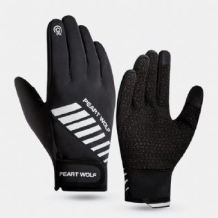 Mænd Vandtætte Skridsikre Reflekterende Strimler Design Sportshandsker Vinter Outdoor Plus Velvet Varme Touch Screen Handsker