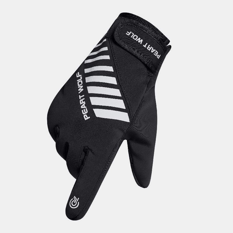 Mænd Vandtætte Skridsikre Reflekterende Strimler Design Sportshandsker Vinter Outdoor Plus Velvet Varme Touch Screen Handsker