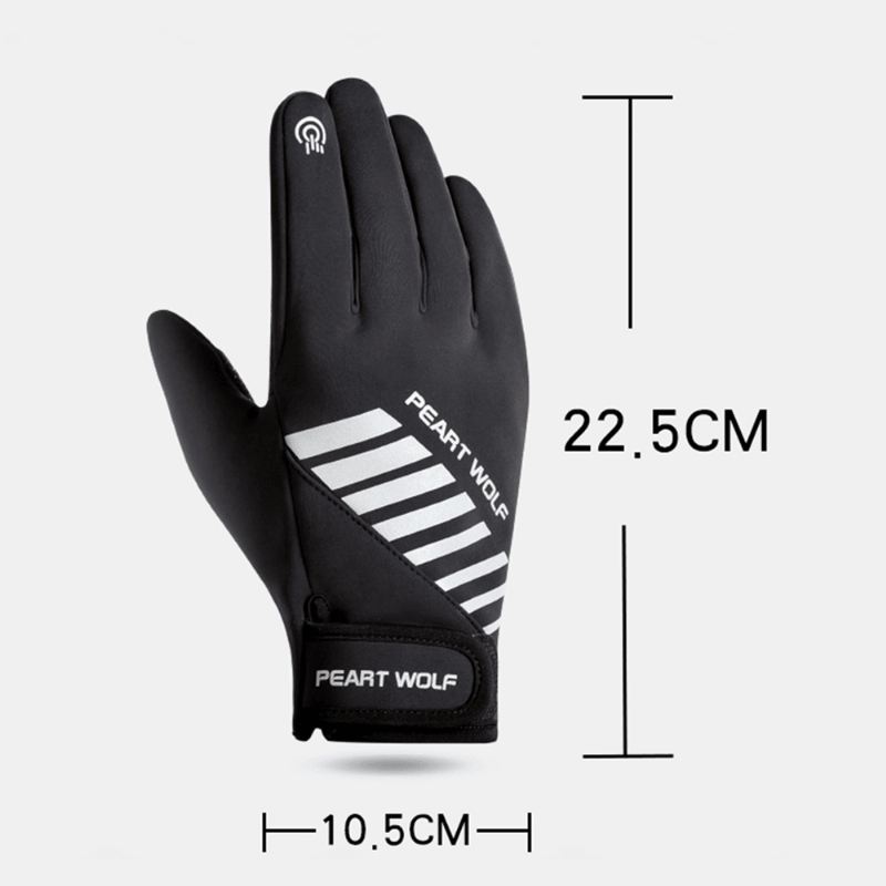 Mænd Vandtætte Skridsikre Reflekterende Strimler Design Sportshandsker Vinter Outdoor Plus Velvet Varme Touch Screen Handsker
