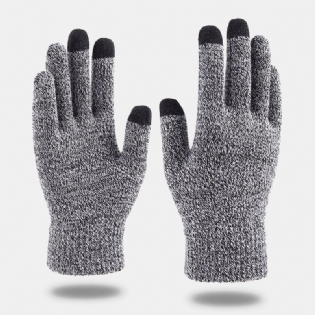 Mænd Vinter Cool Beskyttelse Varme Uldne Strikkede Handsker Med Fuld Fingre Thicken Plus Velvet Tre-finger Berøringsskærms Termiske Gymnastikhandsker