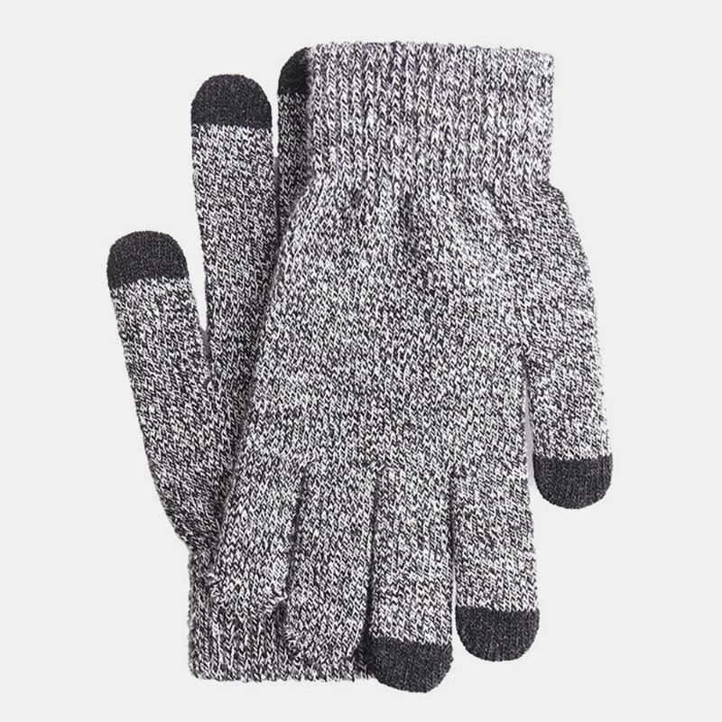 Mænd Vinter Cool Beskyttelse Varme Uldne Strikkede Handsker Med Fuld Fingre Thicken Plus Velvet Tre-finger Berøringsskærms Termiske Gymnastikhandsker