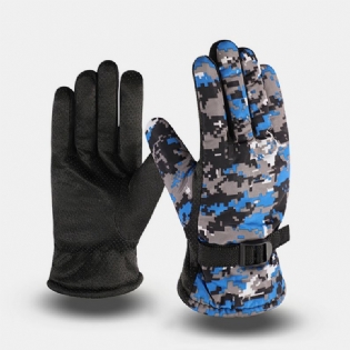 Mænd Winter Thicken Plus Velvet Varme Handsker Udendørs Skiløb Motorcykel El-cykelridning Fuldfingerhandsker