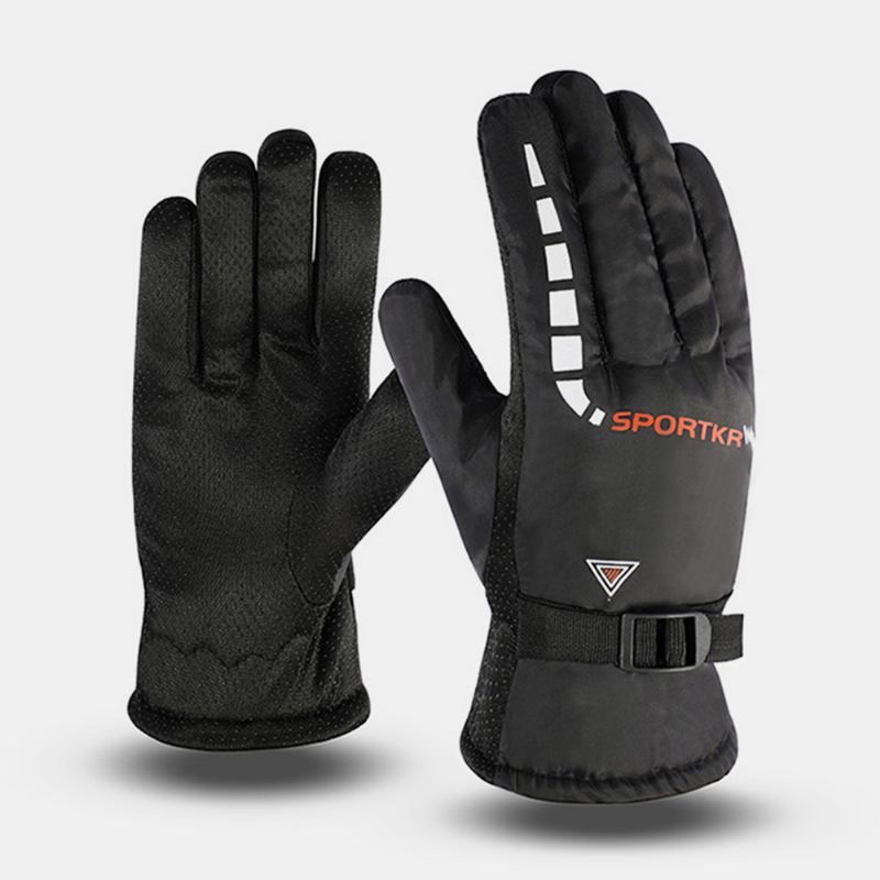 Mænd Winter Thicken Plus Velvet Varme Handsker Udendørs Skiløb Motorcykel El-cykelridning Fuldfingerhandsker