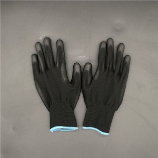 Polyester Pu Coated Palm Black Anti-static Handsker