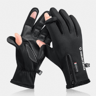 Unisex 2-fingerløse Vinterudendørs Sportstræning Cykelhandsker Design Med To Fingre Fri Kontrol Berøringsskærm Varme Vandtætte Handsker
