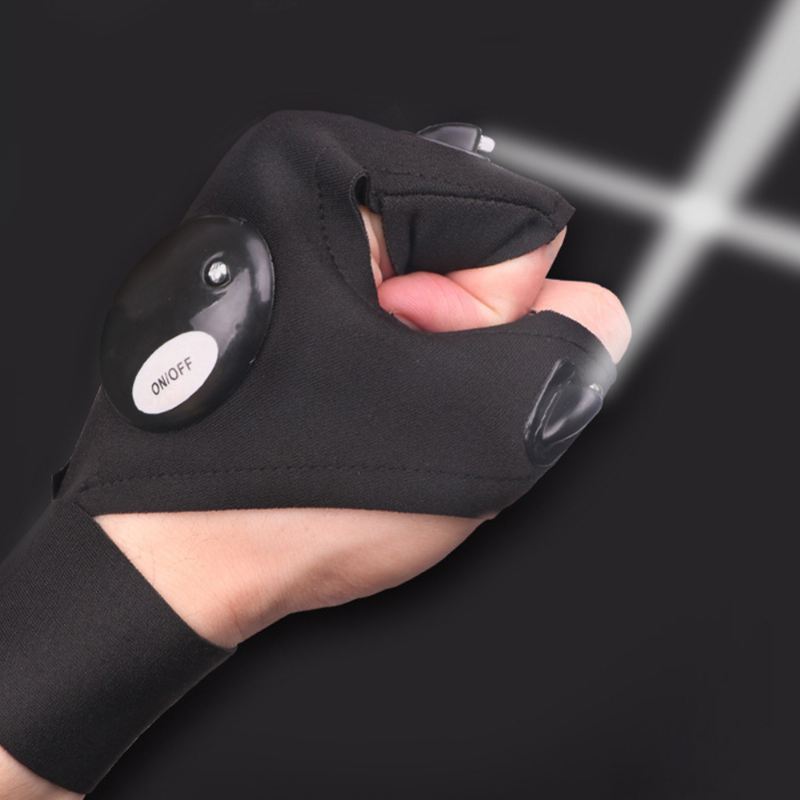 Unisex Led-lys Udendørs Sport Natfiskeri Vandtætte Halvfingerhandsker