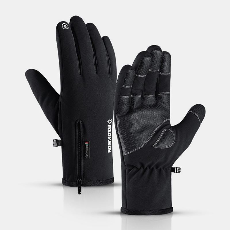 Unisex Udendørssport Plus Fløjl Tykkere Vindtæt Kold Beskyttelse Varm Lynlås Touch Screen Handsker Vinterridning Bjergbestigning Skihandsker