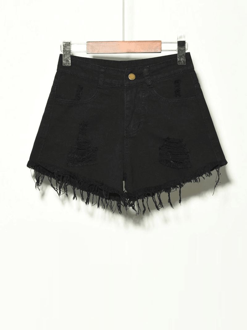 5 Farver Kvinder Pocket Hollow Ripped Denim Shorts