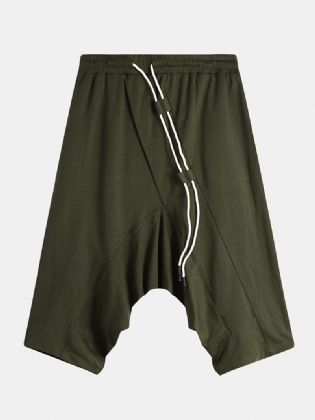 Armygrønne Bomuldsshorts Til Mænd Med Fald I Skridtet