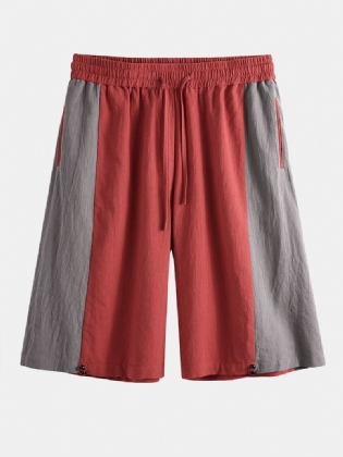 Herre 100% Bomuld Patchwork Elaist Talje Shorts