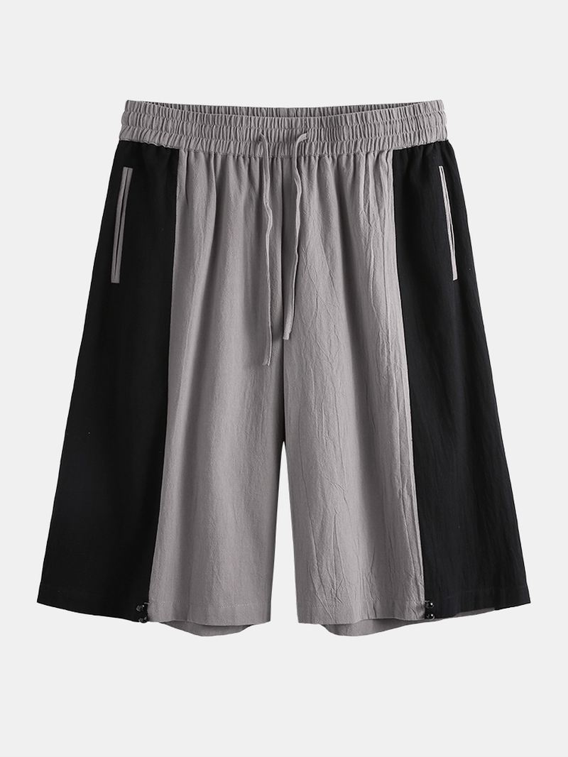 Herre 100% Bomuld Patchwork Elaist Talje Shorts