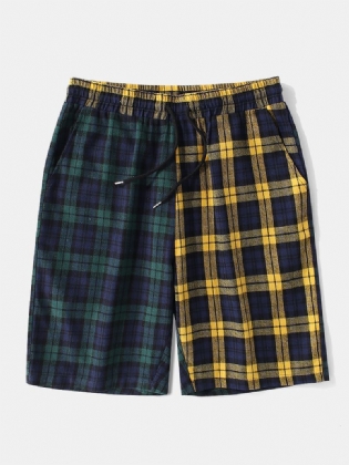 Herre 100% Bomuld Plaid Løbesnor Elastiske Talje Shorts