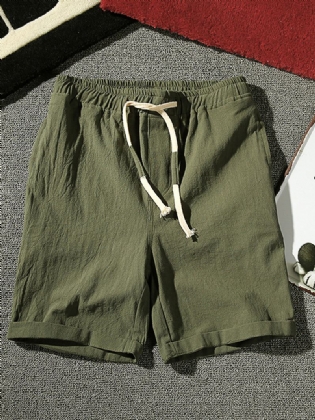 Herre Bomuld Åndbar Ensfarvede Elastiske Snøre Afslappede Shorts