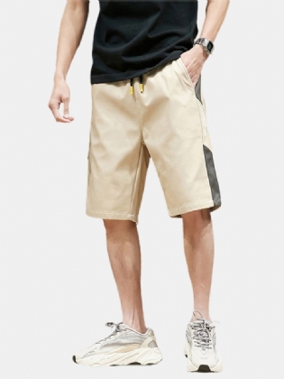 Herre Bomuld Side Letter Med Tryk Kontrastfarve Casual Shorts Med Lomme