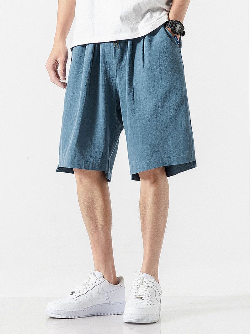 Herre Casual 100% Bomuld Åndbare Lommer Shorts Med Snoretræk