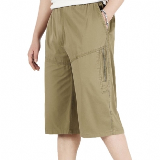 Herre Sommer Plus Størrelse Multi-pocket Ensfarvede Løs Pasform Afslappede Bomuldsshorts