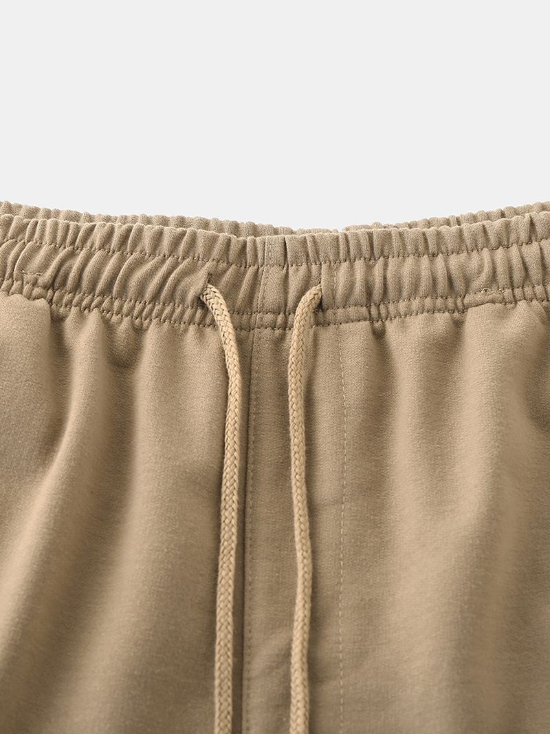 Herre Sport Elastisk Talje Lomme Ensfarvede Afslappede Shorts