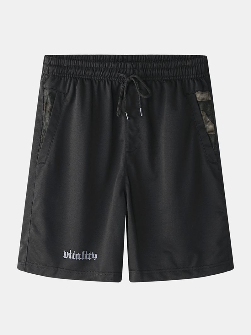 Herre Sport Elastisk Talje Lomme Ensfarvede Afslappede Shorts