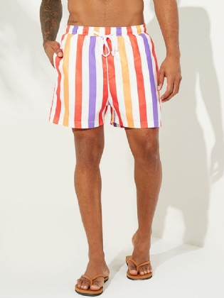 Herre Sunshine Striped Board Shorts Tynde Quick Dry Mesh Lining Fishing Beach Shorts