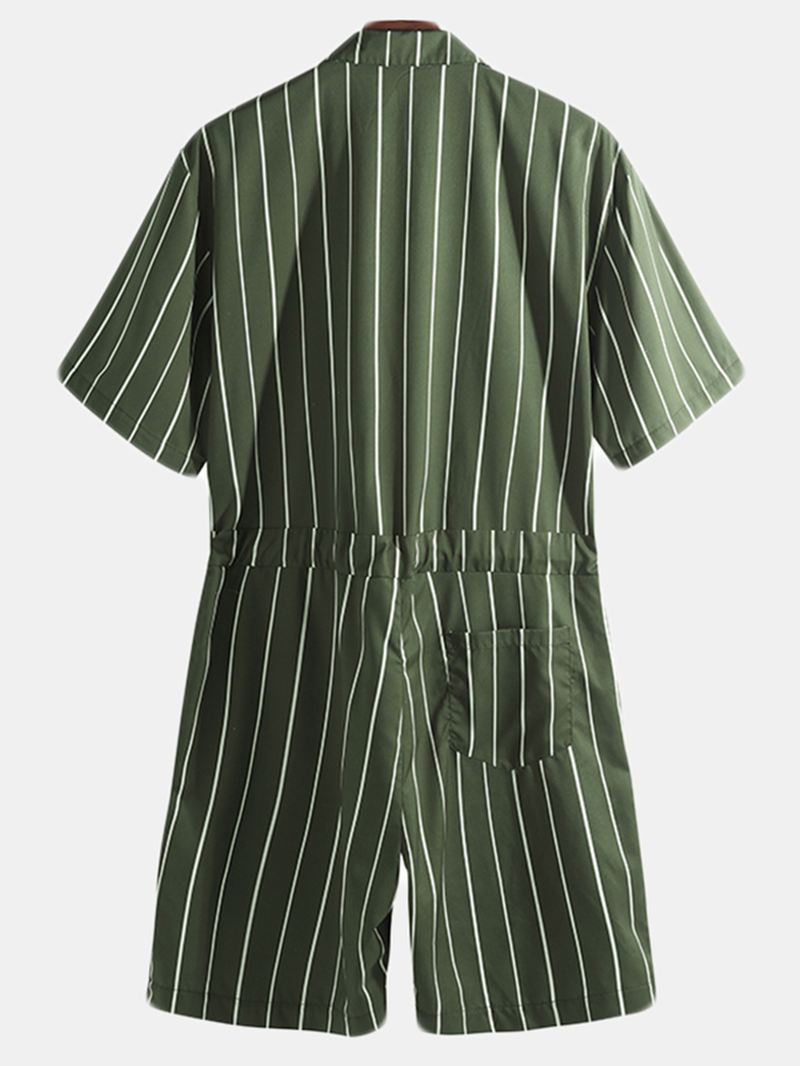 Herre Vintage Stribede Trøjer Sæt Kortærmet Onesie Mode Jumpsuit