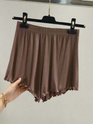 Kvinder Casual Ensfarvede Elastiske Talje Løse Shorts