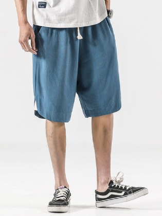 Mænd 100% Bomuld Ensfarvede Fritidsshorts