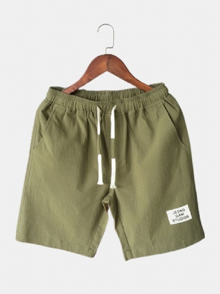 Mænd Bomuld Ensfarvet Little Tag Snøre Casual Shorts Med Lomme