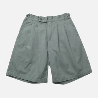Mænd Ensfarvede Dobbeltlommer Vintage Højtaljede Shorts