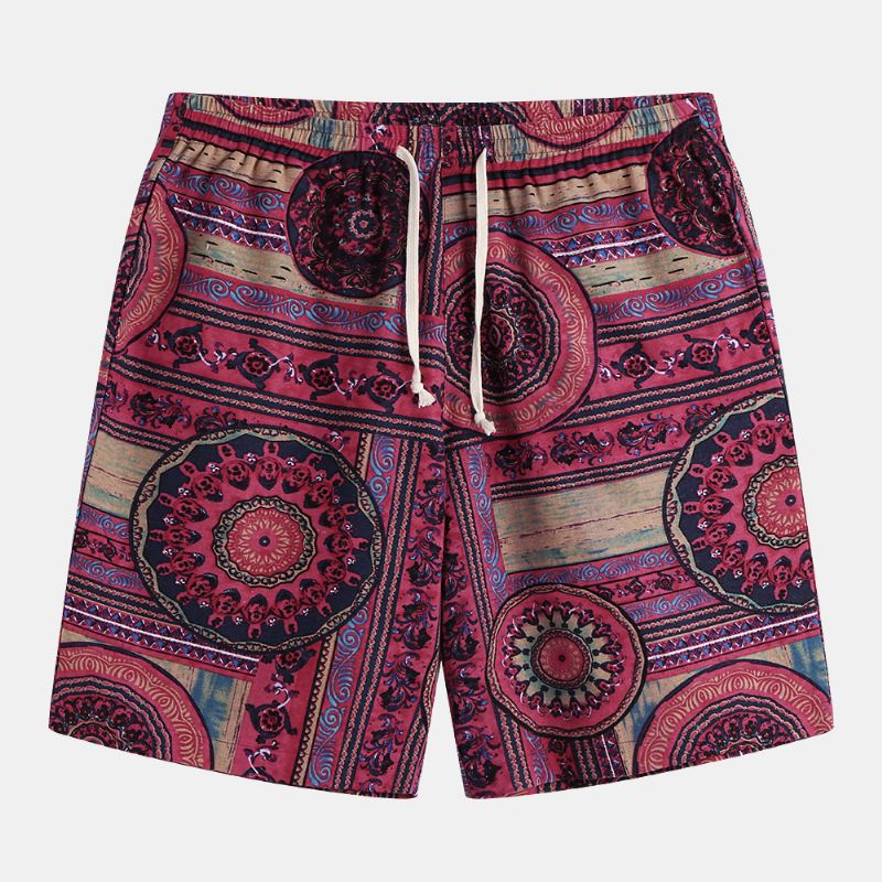 Mænd Etnisk Mønster Trykt Åndbar Sommer Afslappet Shorts