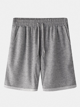 Mænd Løs Afslappet Hjem Ensfarvet Elastisk Talje Snøre Lomme Sportsshorts