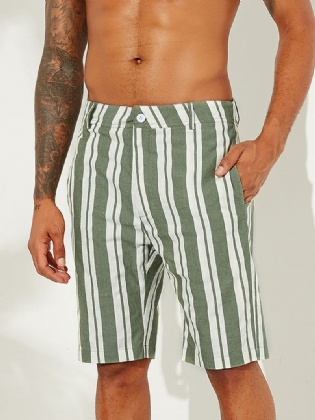 Mænd Sumemr Beach Stripe Åndbar Big Pocket Casual Shorts