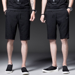 Mænds Afslappede Lige Fem Bukser Mode Mikroelastiske Ungdomsbukser Med Tynde Sektioner Ensfarvede Shorts