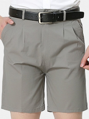 Midaldrende Mænd Business Casual Golf Shorts Sommer Bomuld Knælængde Suit Shorts Bukser