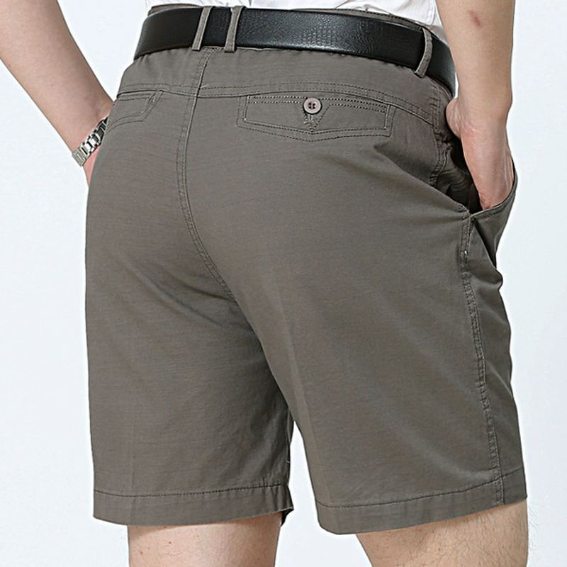 Midaldrende Mænd Business Casual Golf Shorts Sommer Bomuld Knælængde Suit Shorts Bukser
