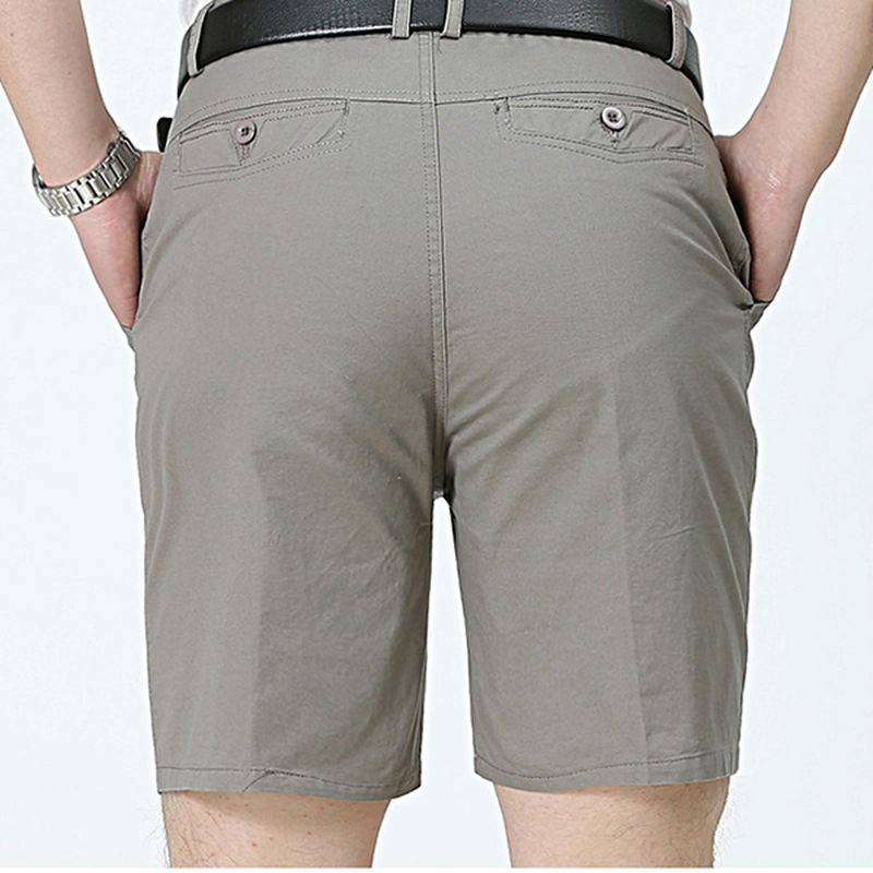 Midaldrende Mænd Business Casual Golf Shorts Sommer Bomuld Knælængde Suit Shorts Bukser