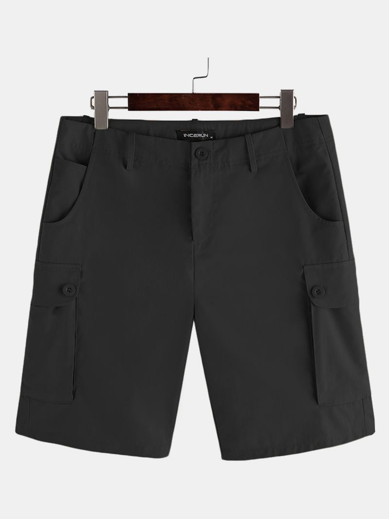 Solide Cargo-shorts Med Flere Lommer Til Mænd