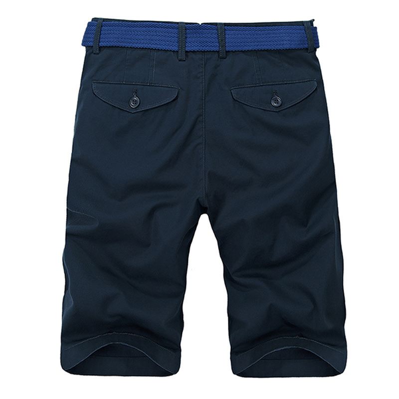 Sommer Mænds Casual Bomuldsshorts Pure Color Large Størrelse Knælængde Shorts