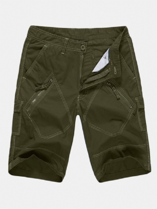 Stor Størrelse 30-40 Casual Cargo Shorts Sommer Mænds Ensfarvede Mulit Lommer Knælængde Shorts