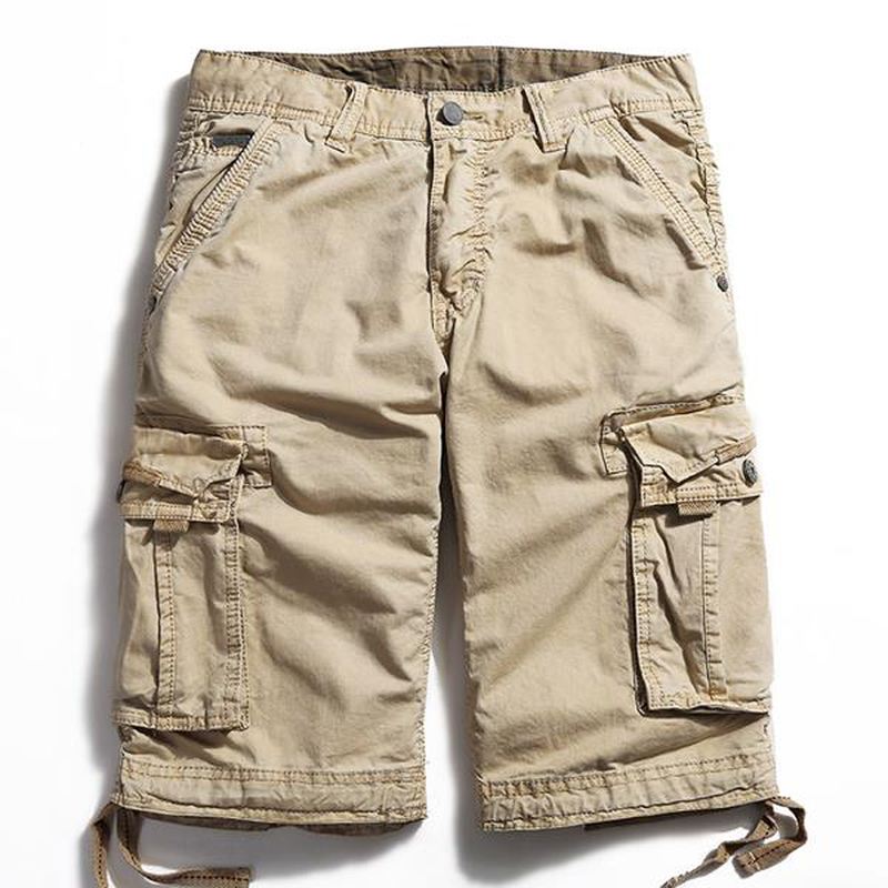 Udendørs Stor Størrelse Ren Bomuld Vask Cargo Shorts Multi Pocket Casual Herreshorts