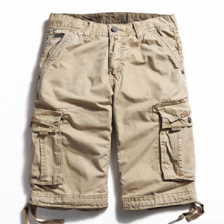 Udendørs Stor Størrelse Ren Bomuld Vask Cargo Shorts Multi Pocket Casual Herreshorts