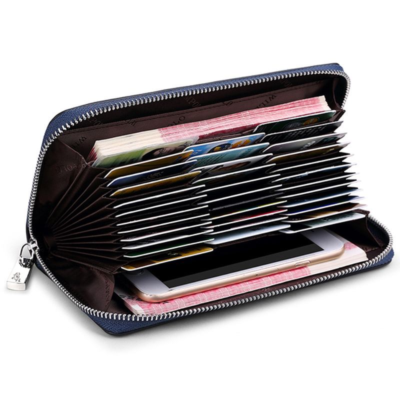 Blokerende Sikker Kortpung Clutch Zip Kortholder Organizer Holder 35 Kort