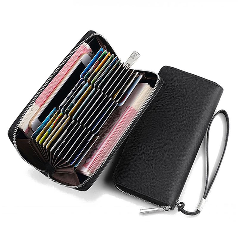Blokerende Sikker Kortpung Clutch Zip Kortholder Organizer Holder 35 Kort