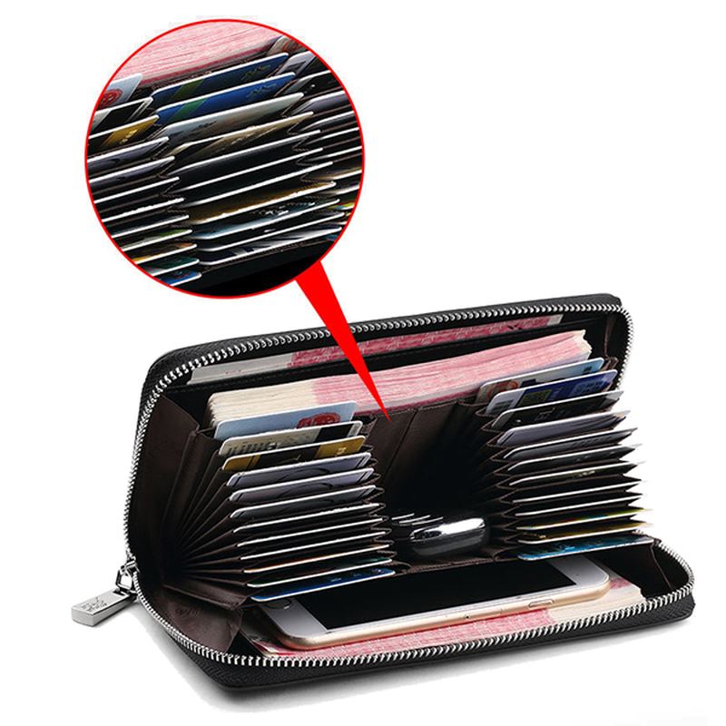 Blokerende Sikker Kortpung Clutch Zip Kortholder Organizer Holder 35 Kort