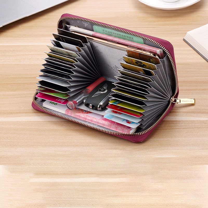 Dame Lang Stor Kapacitet Ægte Læder Pung Enkel Anti-theft 6.5 Tommer Clutch Pung Multi-card Slots Kortholder Pung