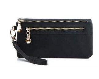 Kapacitet Mode Kvinder Tegnebøger Lang Mat Polsk Pu Læder Tegnebog Kvinde Dobbelt Lynlås Clutch Mønt Pung Dame Armbånd